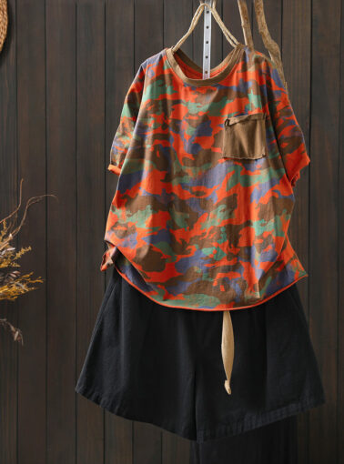 Women Summer Casual Camouflage O-Neck T-Shirt